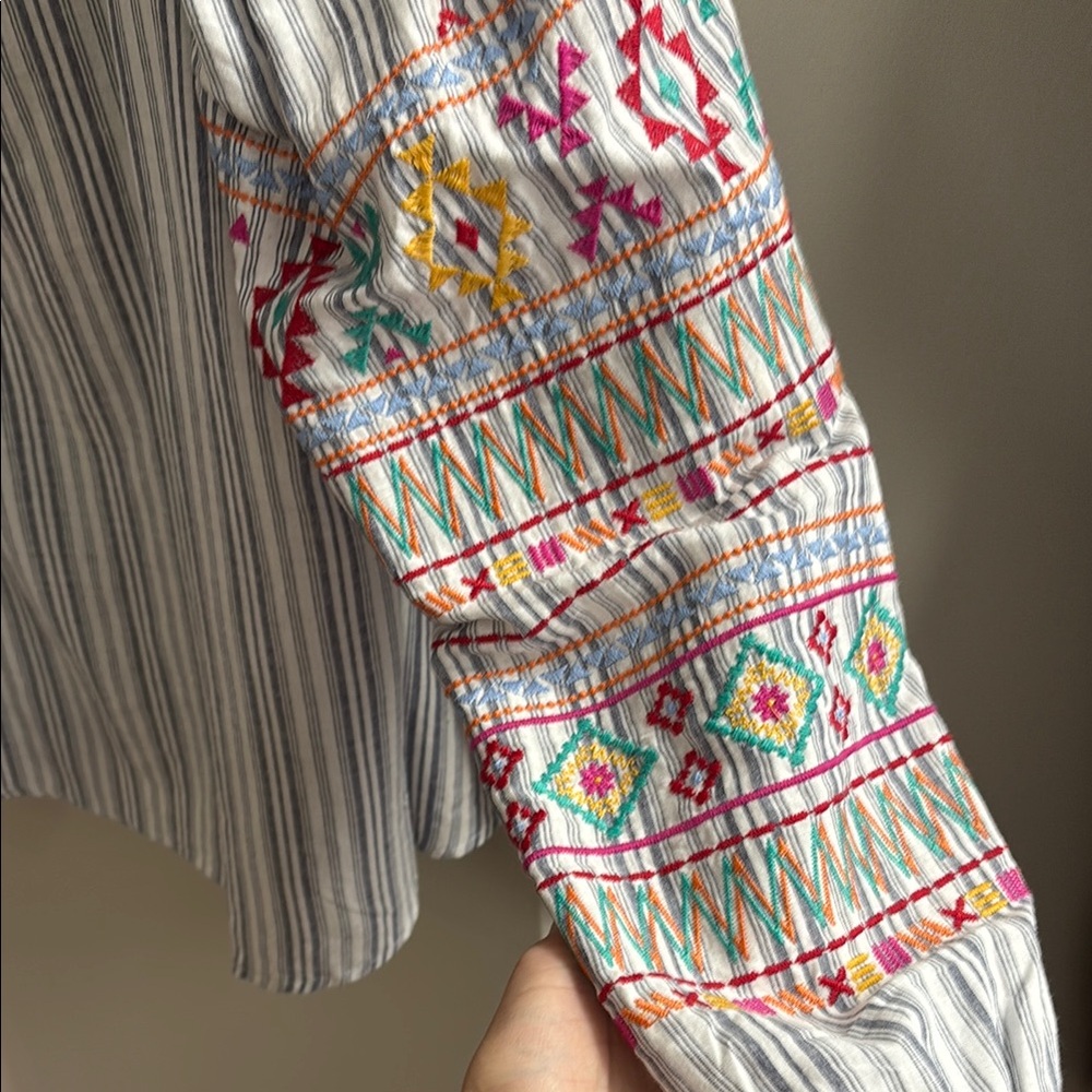 ☀️Striped Embroidered Top - Multicolor - Picture 3 of 4